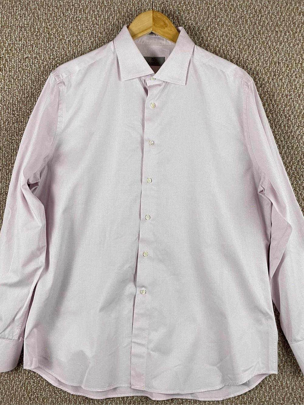 Canali Dress Shirt Men’s Size 44/17.5 XL Button Cotton Office Light Pink T483